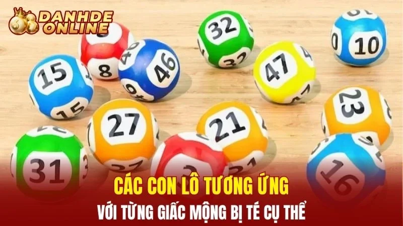 Các con lô tương ứng với từng giấc mộng bị té cụ thể 